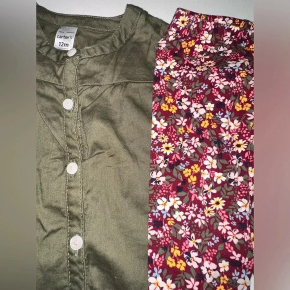 Carters Baby Girls 2,Pc. Tunic and Floral,Print Leggings Set 12 months - Picture 2 of 4